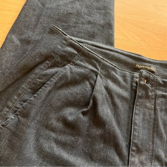 EILEEN FISHER Organic Cotton Stretch Tapered Pant In Utility Blue Size 8 - Picture 6 of 11
